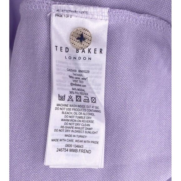 Ted Baker London Polo Shirt Mens 6 Jersey Golf Lavender Contrast Collar 2XL 48 - Picture 7 of 7